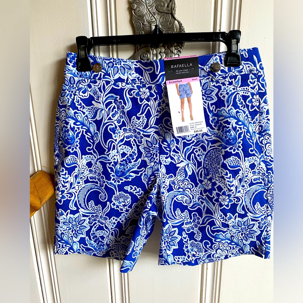 Rafaella Shorts Womens Size 6 Paisley Floral Blue White